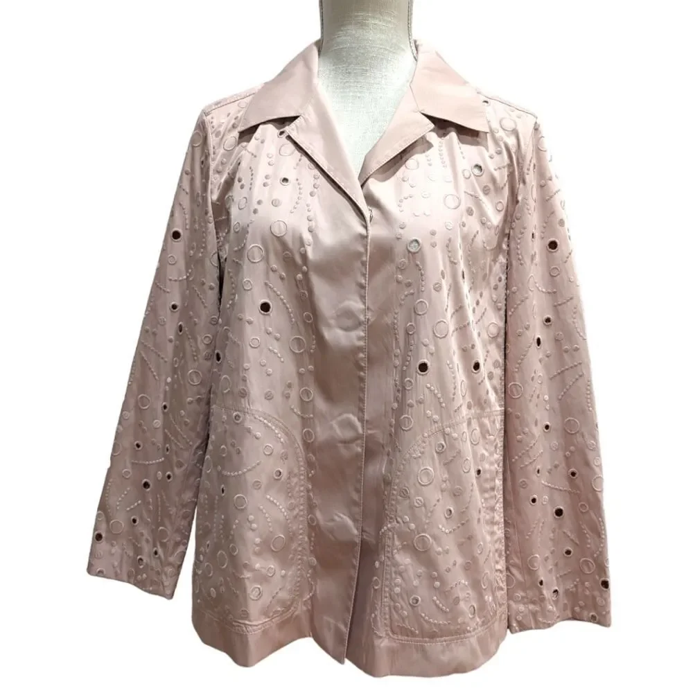 Lafayette 148 New York Women's Jaren Embroidered Jacket in Pink - Size S